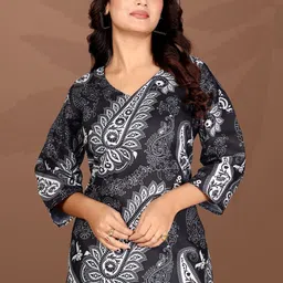 rubiifashion Casual Regular Sleeves Printed Women Black Top-picture-44