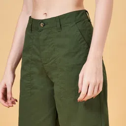 honey by pantaloons Women Relaxed Green Pure Cotton Trousers image 5