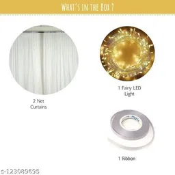 fun and flex Tulle White Net Curtain cloth backdrop and LED Fairy Lights Birthday Combo image 2