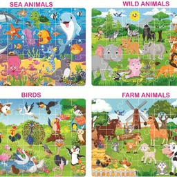 ratnas 4 In 1 Animal World Jigsaw puzzle for kids. 4 puzzles 35 pieces each image 2