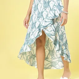 oomph! Women Printed Asymetric Blue Skirt-picture-11