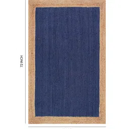 Blue Geometric Jute 4 ft x 6 ft Hand Woven Carpet by HabereIndia image 2