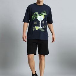 GRIFFEL Printed Oversized Fit Cotton T-Shirt With Shorts Co-Ords-picture-3