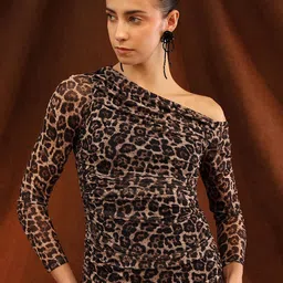 Kazo Figaro Women Animal Printed One Shoulder Neck Top-image-15