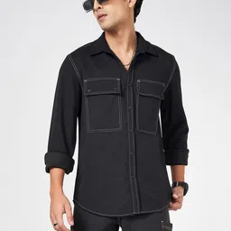 Street 808 by Pantaloons Men Spread Collar Solid Slim Fit Casual Shirt-image-15