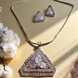 DressBerry Rhodium-Plated Cubic Zirconia-Studded Jewellery Set-picture-19