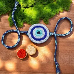 PRIAANSHA CREATIONS Evil Eye Artificial Beaded Thread Rakhi With Roli Chawal-picture-44