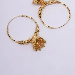 ANIKAS CREATION Gold-Plated Dome Shaped Jhumkas image 3