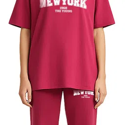 My Swag Printed Round Neck T-Shirt With Trousers Co-Ords image 4