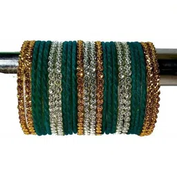 Raj world Green Glass Artificial Stones Bangle image 2