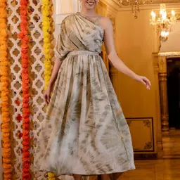 KALINI Women Ethnic Motifs Printed One Shoulder Gown Dress image 5