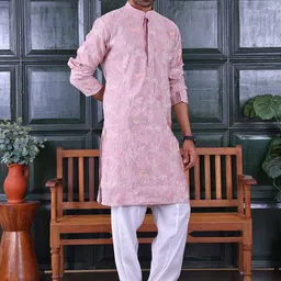 MANQ Men Ethnic Motifs Embroidered Thread Work Kurta-picture-30