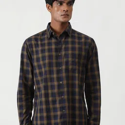 Greenfibre Men Slim Fit Opaque Checked Casual Shirt-picture-34
