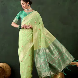 Sangria Woven Design Banarasi Saree With Blouse Piece image 2