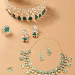 AMI Set Of 2 Gold-Plated Stones Studded Jewellery Set-picture-37