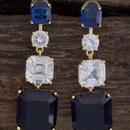 Kushal's Fashion Jewellery Gold Plated Cubic Zirconia Square Drop Earrings-picture-47