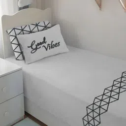 Bodycomfy Grey & Black Flat Cotton 400 TC Single Bedsheet Set 0.91 m x 1.06 m-image-66