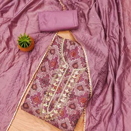 MANVAA Embellished Organza Unstitched Dress Material image 1