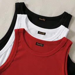 BAESD Pack Of 3 Ribbed Round Neck Sleeveless Tank Crop Top image 3