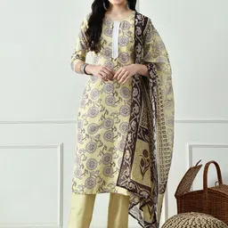 SZN Women Floral Printed Regular Kurta with Trousers & With Dupatta-image-73