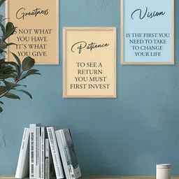 Kotart Brown & White 3 Pieces Typography Printed Wooden Wall Arts-picture-17