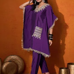 Sangria Embroidered  Kurta & Trousers image 4