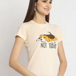 Dreambe Women Pack of 3 Graphic Printed Round Neck Cotton T-shirts image 5