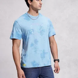 WROGN Oversized Fit Brand Logo Printed Dyed Effect Pure Cotton T-shirt image 5