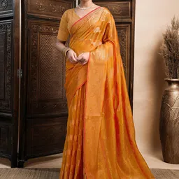 SAMAH Woven Design Zari Silk Blend Chanderi Saree-picture-20