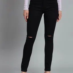 LINARIA Women Classic Mid-Rise Slim Fit Slash Knee Cotton Jeans-image-45