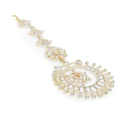 fabula Set Of 2 Kundan Studded And Beaded Vilandi Maang Tikkas image 3