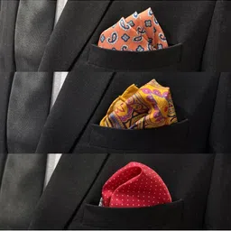 The Tie Hub Men Pack Of 3 Printed Silk Pocket Squares image 4
