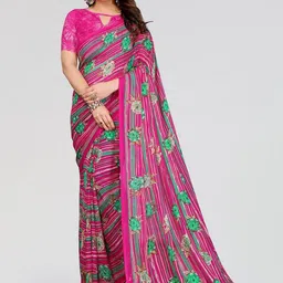 Moda Rapido Moda Rapido Elegant Floral Print Georgette Saree with Unstitched Blouse-picture-18