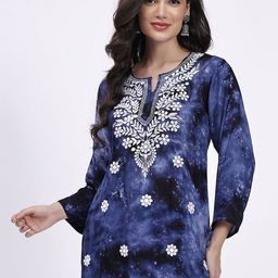 NAZAQAT ETHNIC INDIA Floral Embroidered Chikankari Chikankari Kurti-picture-21