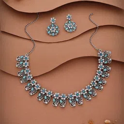 DIVASTRI Set Of 2 Gold-Plated American Diamond-Studded Jewellery Set-picture-50