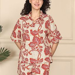 TAG 7 Women Floral Printed Shirt Shorts Printed Night suit-image-85
