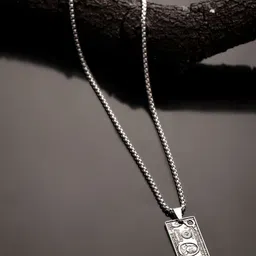 The Roadster Lifestyle Co. Men Rhodium Plated Stainless Steel Tarnish-Free Pendant Chain-picture-49