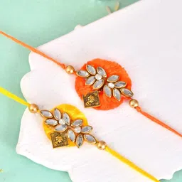 Aapno Rajasthan Set Of 2 Artificial Stones Studded Thread Rakhis-picture-42