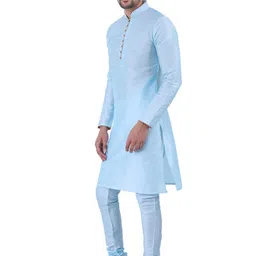 JEXI Men Regular Dupion Silk Kurta with Churidar image 4