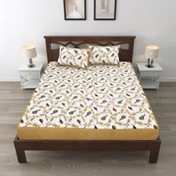 MILAAV Peach-Coloured 144 TC Bedsheet with 2 Pillow Covers-picture-24