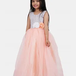 Wish little Girls Embellished Net Fit and Flare Party Wear Maxi Dress image 4