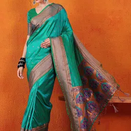 Sangria Ethnic Motifs Woven Design Saree Comes With Unstitched Blouse Piece-image-59