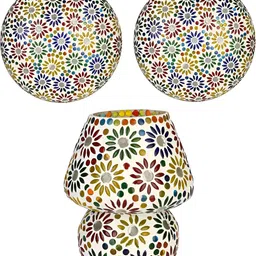 SOMIL White & Green 3 Pieces Textured Glass Bell Shaped Ceiling Lamps-picture-45