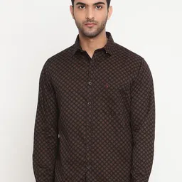 Cantabil Men Comfort Fit Spread Collar Geometric Printed Cotton Formal Shirt-image-28