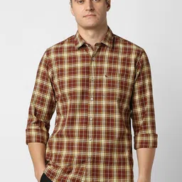 Peter England Casuals Men Slim Fit Tartan Checked Spread Collar Cotton Casual Shirt-picture-20