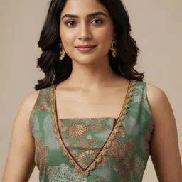 Loomfresh Mehrunisa Printed Square Neck Pure Cotton Tunic With Palazzo image 2