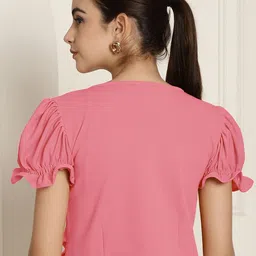 Tromko Women Pack of 2 Sweetheart Neck Puff Sleeve Peplum Crop Top image 3