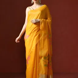 Mitera Floral Printed Chanderi Saree-picture-20