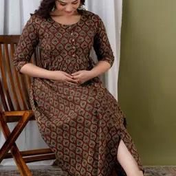 Queens Closet Women Ethnic Motifs Printed Daily Cotton Anarkali Kurta image 3