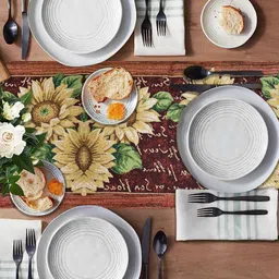 PRAKARTIK Yellow & Maroon Floral Printed Pure Cotton Durable TableRunner image 5